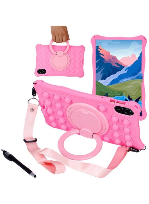 Case Compatible with Honro Pad X9 11.5 Inch 2023 Kids Soft Silicon 360 Rotating Ring Stand Cover with Should Strap and Pen (Rose Red)