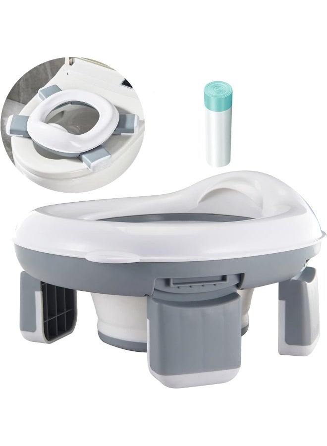 PandaEar Foldable Portable Potty Training Seat for Toddler Kids Travel with Travel Bag and Storage Bag (Grey) - Image 1
