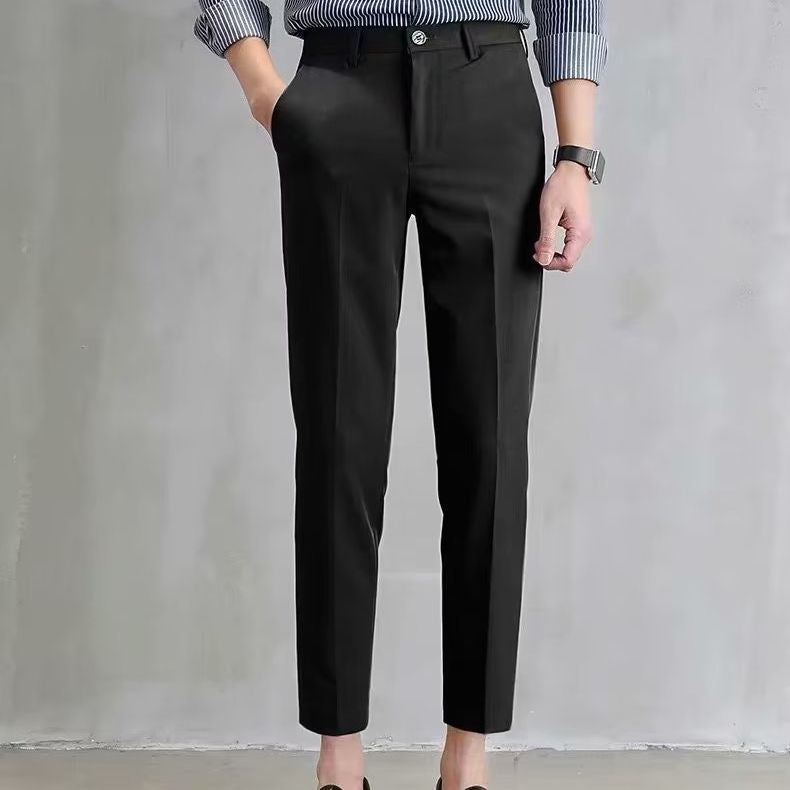 Slim Fit Mens Khakis Summer Thin Straight Leg Fashionable Office Work Formal Pants Solid Color Suit Pants Business Casual Gray  - Image 3