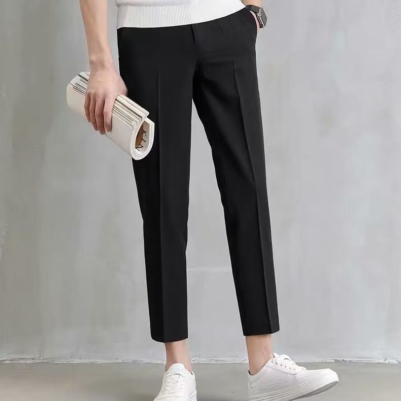 Slim Fit Mens Khakis Summer Thin Straight Leg Fashionable Office Work Formal Pants Solid Color Suit Pants Business Casual Gray  - Image 5