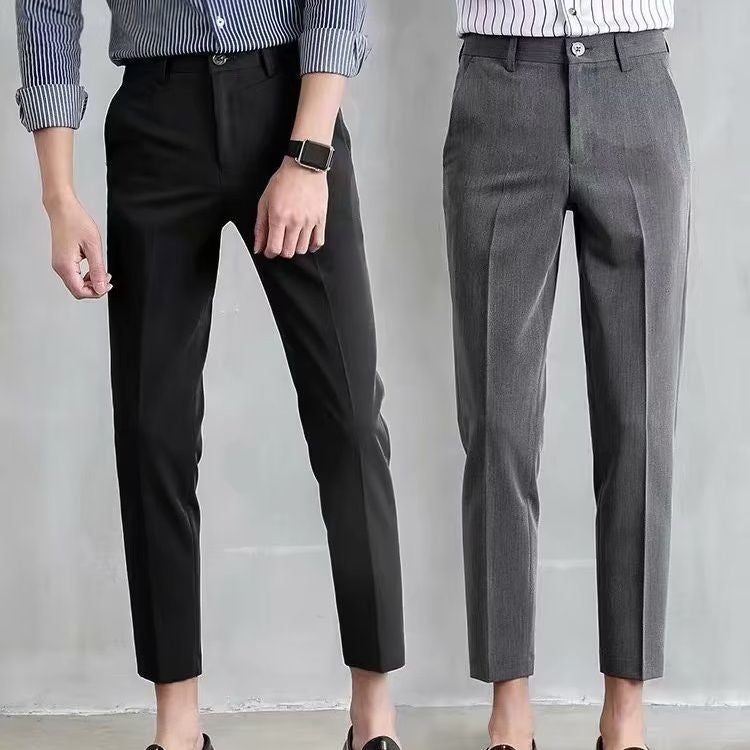 Slim Fit Mens Khakis Summer Thin Straight Leg Fashionable Office Work Formal Pants Solid Color Suit Pants Business Casual Gray  - Image 4