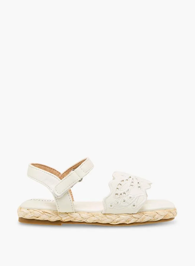 Juniors Girls Embroidered Hook & Loop Espadrille Sandals