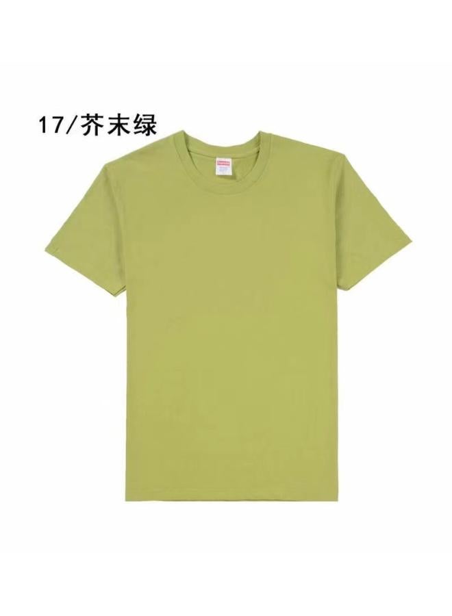 Song Feng Ya Heavy Pure Cotton Solid Color Short Sleeve Plus Size Loose Men's And Women's T-shirt Half Sleeve Round Collar Fashion Pullover Top 