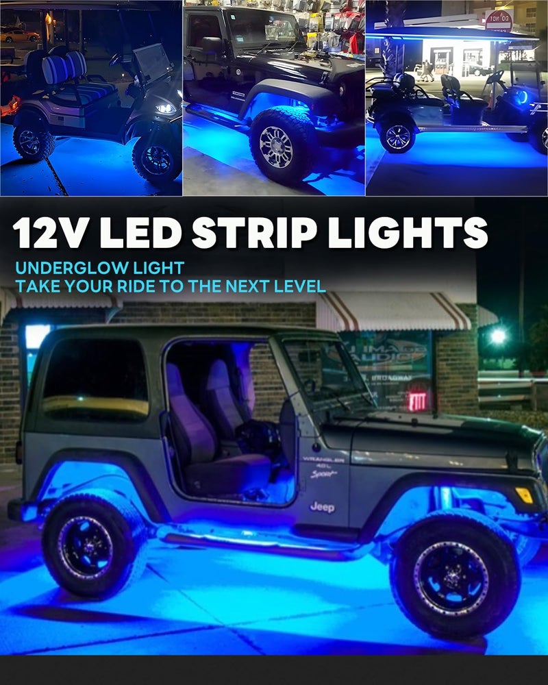 Miisiya 12V Led Light Strip Connectable 24Inch Blue Led Strip Lights for Car Golf Cart Motorcycle Boat Truck Cabinet Waterproof Led Light Strip,4Pack - Image 5