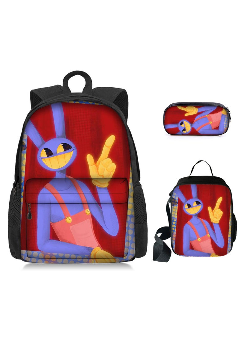 general 3 Pcs Anime The Amazing Digital Circus Backpack Set School Bag - Image 1