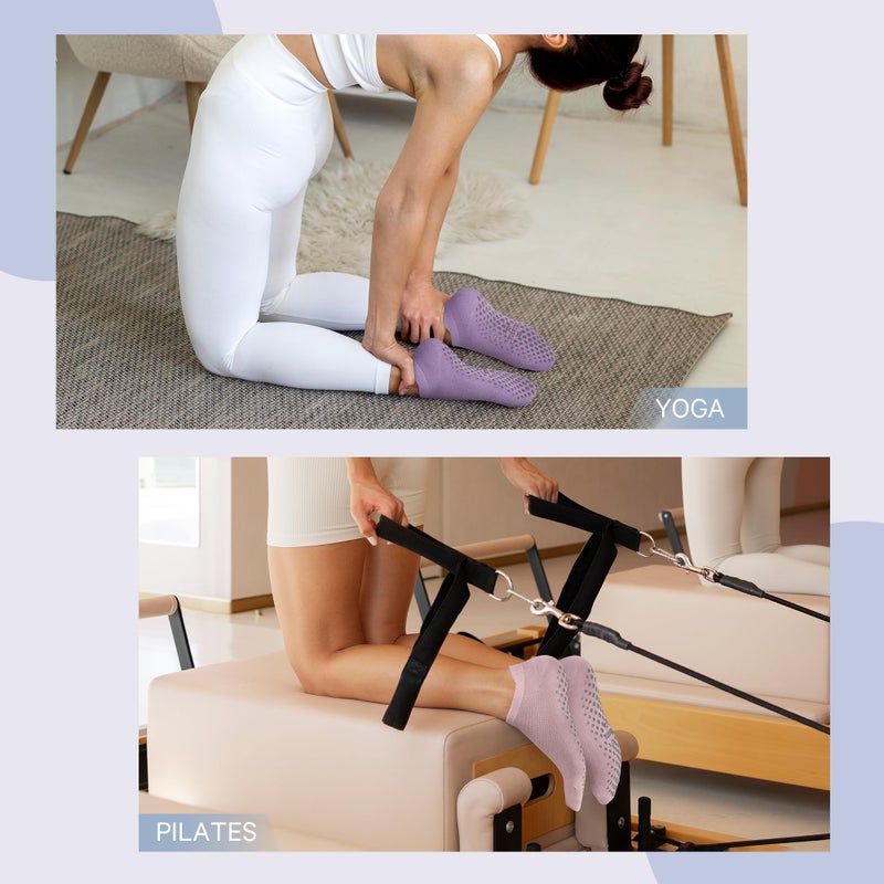 Muezna 6 Pairs Pilates Grip Socks for Women, Non Slip Yoga Socks with Grips, Grippy Socks for Barre, and Hospital - Image 2