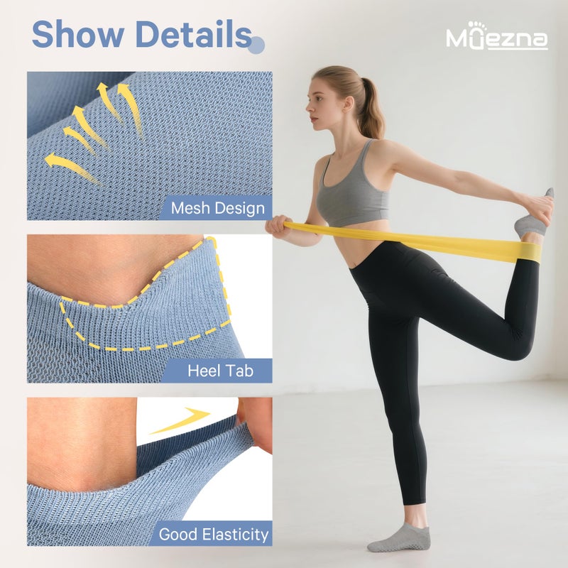 Muezna 6 Pairs Pilates Grip Socks for Women, Non Slip Yoga Socks with Grips, Grippy Socks for Barre, and Hospital - Image 5