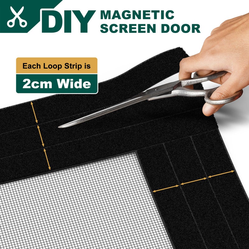 HADOR Adjustable Magnetic Screen Door Fit Door Size Width 29" - 33" Height 79" - 81", DIY Widen Heavy Duty Door Net Screen Mesh with Strong Magnet for Front Back, Black - Image 3