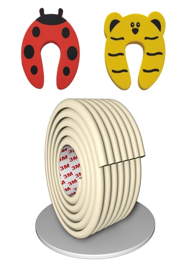 OLWICK® 1 Piece High Dense Foam 2 Meter Baby Proofing Edge & Corner Guards Strip + 2 Piece Door Baby Finger Pinch Guards (Cream) - Image 1