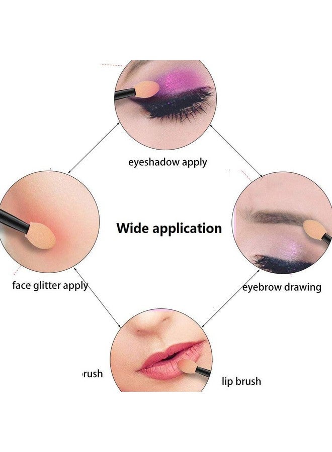 GBSTORE 50Pcs Disposable Eyeshadow Brush Eyeshadow Stick Lip Brush Sponge Applicator Oval Makeup Tooldouble Ended And Dual Sides Colors Design3Inch Black - Image 3