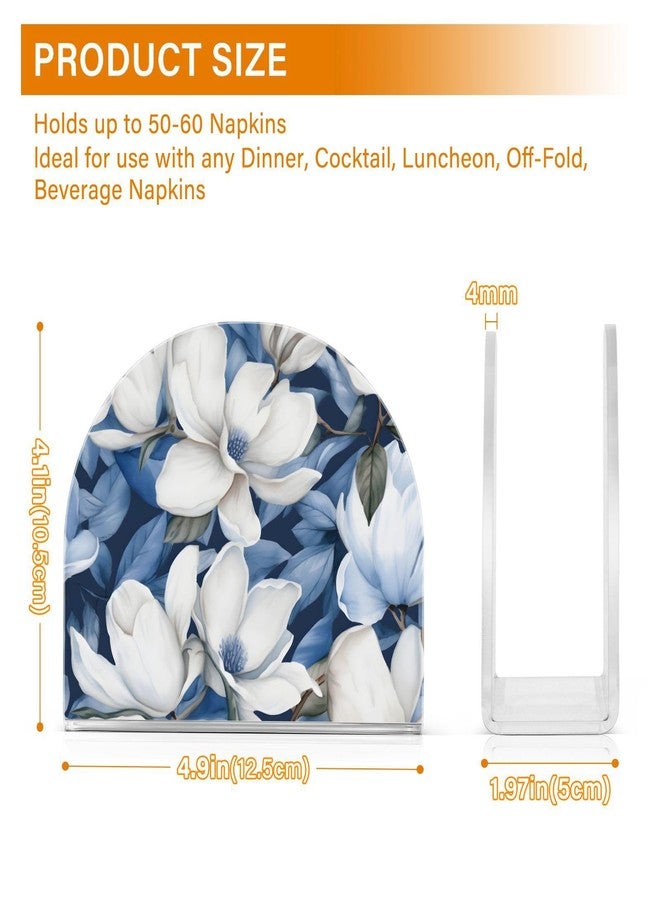 Eyanle Napkin Holder Acrylic Cocktail Napkin Holder for Table Kitchen Party Restaurant Bar U Shaped Upright Napkin Dispenser Organizer Yulan Magnolia - Image 3