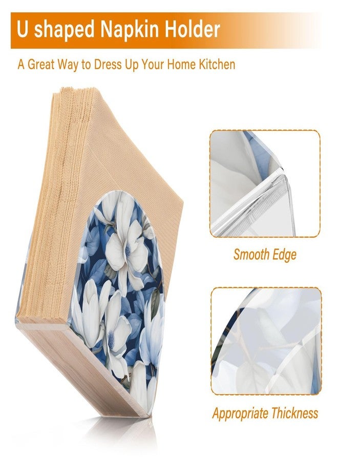 Eyanle Napkin Holder Acrylic Cocktail Napkin Holder for Table Kitchen Party Restaurant Bar U Shaped Upright Napkin Dispenser Organizer Yulan Magnolia - Image 4