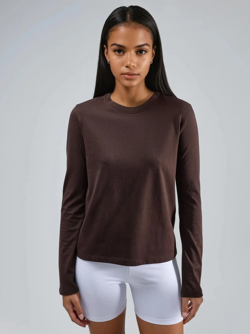 Busem BUSEM Long Sleeve Crew Neck Basic Blouse