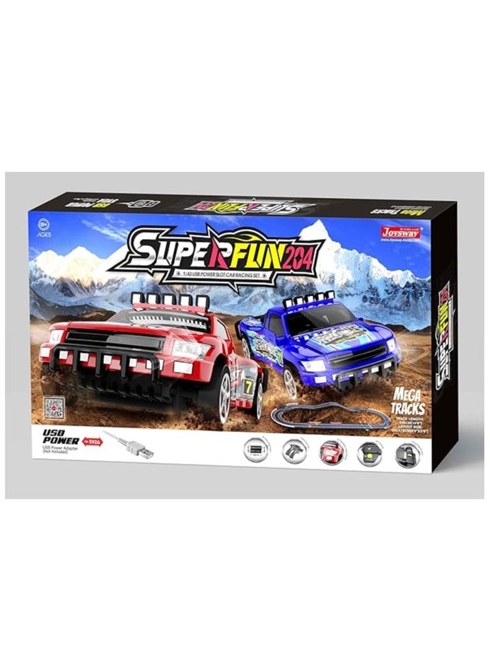 Joysway SHWY SUPERFUN 204 SLOT RACING SET 1:43 USB ,MEGA TRACKS,446CM 