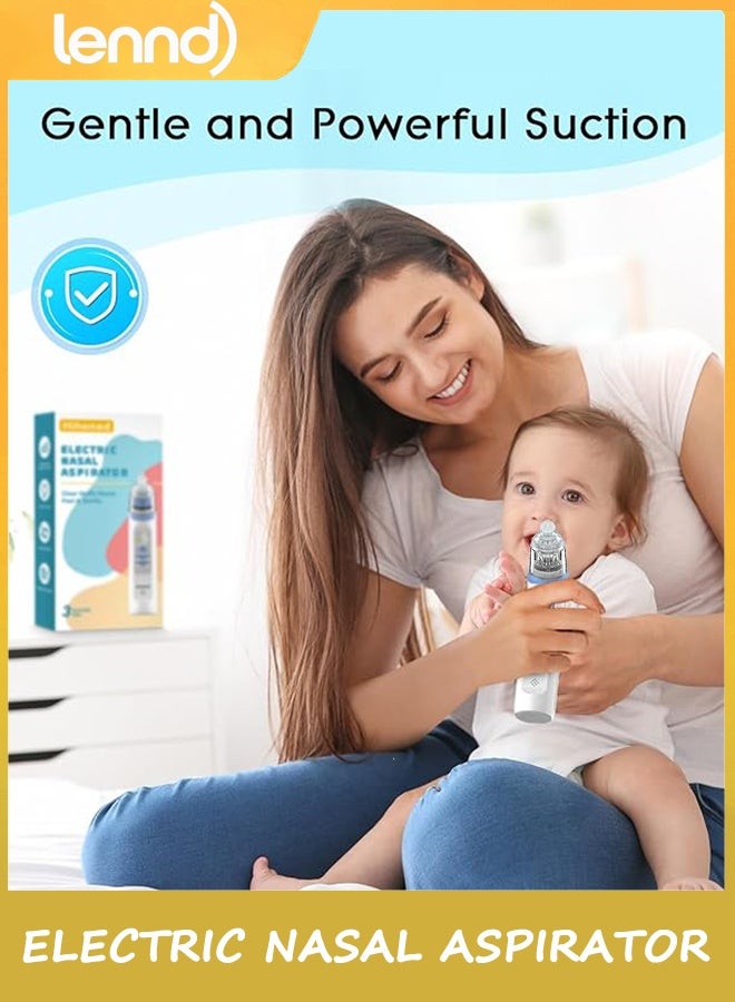 LENND Electric Nasal Aspirator for Baby, Nose Aspirator for Toddlers, Rechargeable Baby Nose Sucker, Nose Cleaner with 3 Silicone Tips, 5 Suction Levels, Music and Light Soothing Function，Blue - Image 4