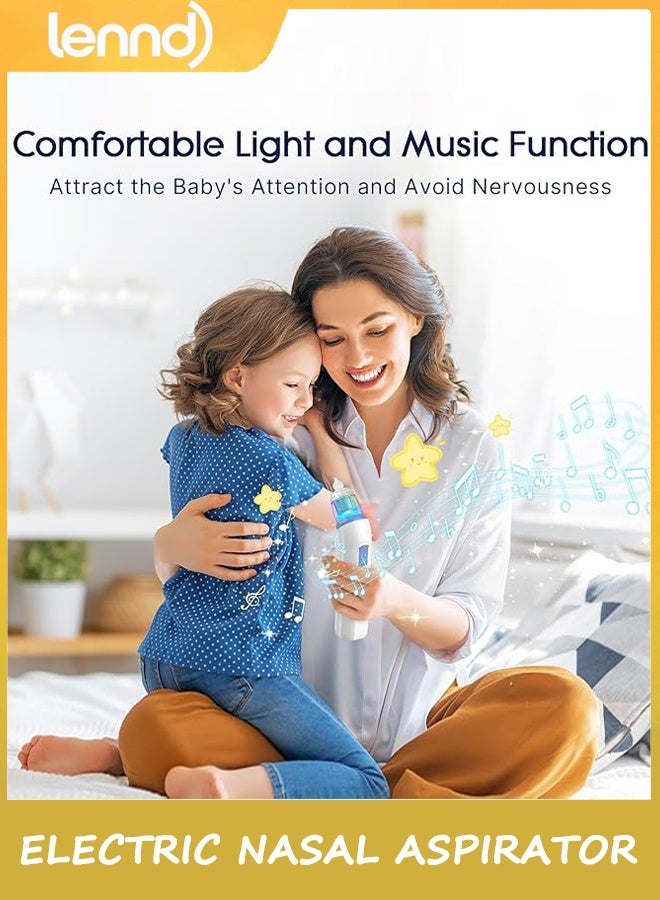 LENND Electric Nasal Aspirator for Baby, Nose Aspirator for Toddlers, Rechargeable Baby Nose Sucker, Nose Cleaner with 3 Silicone Tips, 5 Suction Levels, Music and Light Soothing Function，Blue - Image 2