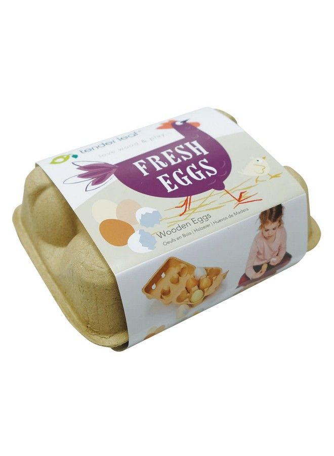 Tender Leaf Toys بيض خشبي 7 قطع ألعاب طعام تظاهرية بيض ملحقات لعبة تسوق مع علبة بيض أصلية من الخشب الصلب لعبة لطيفة للأطفال 3+ - Image 4