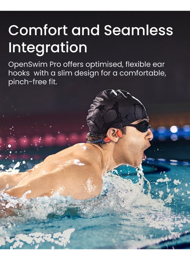 شوكز سماعات رياضية بتقنية التوصيل العظمي OpenSwim Pro - مقاومة للماء IP68، بلوتوث 5.4، سعة تخزين 32GB MP3، ميكروفونات لإلغاء الضوضاء، وقت تشغيل 9 ساعات - - Image 5