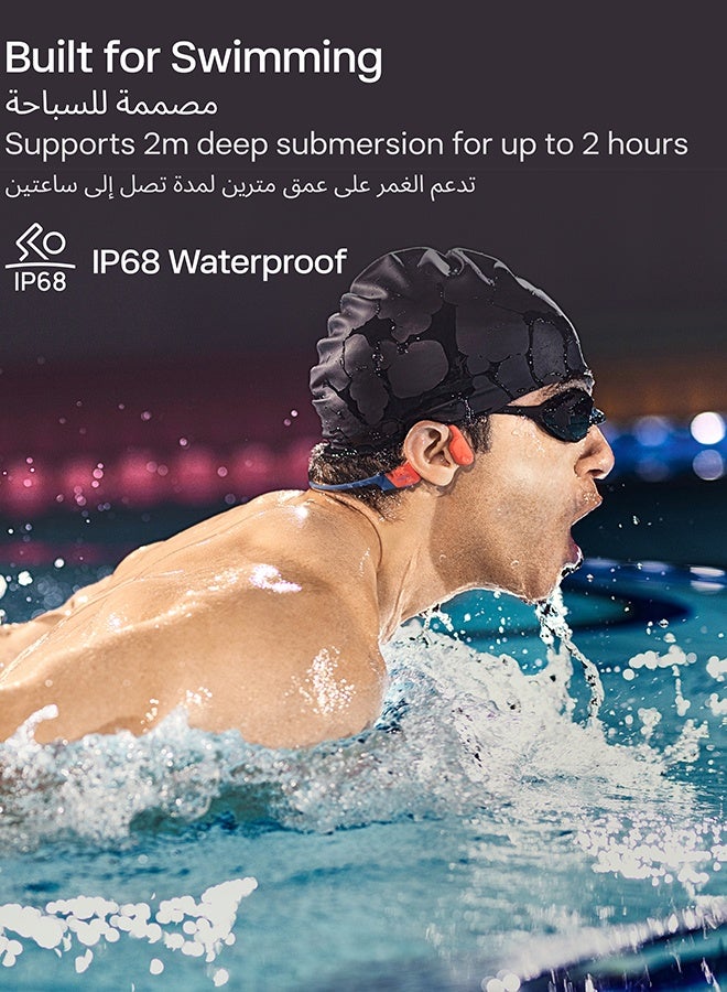 SHOKZ OpenSwim Pro Bone Conduction Sports Headphones - IP68 Waterproof, Bluetooth 5.4, 32GB MP3 Storage, Noise Cancelling Mics, 9h Playtime - Red - Image 2