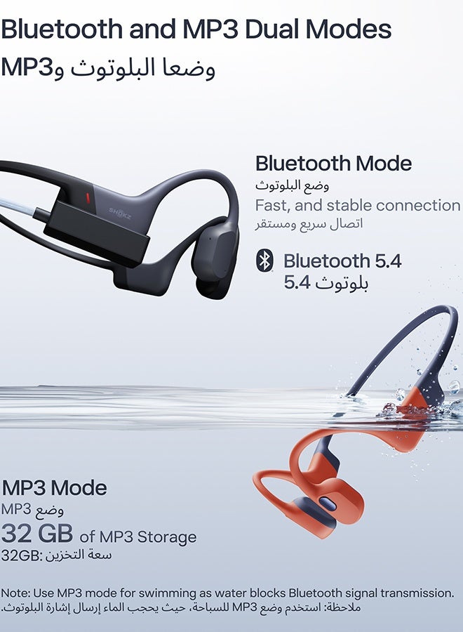 SHOKZ OpenSwim Pro Bone Conduction Sports Headphones - IP68 Waterproof, Bluetooth 5.4, 32GB MP3 Storage, Noise Cancelling Mics, 9h Playtime - Red - Image 5