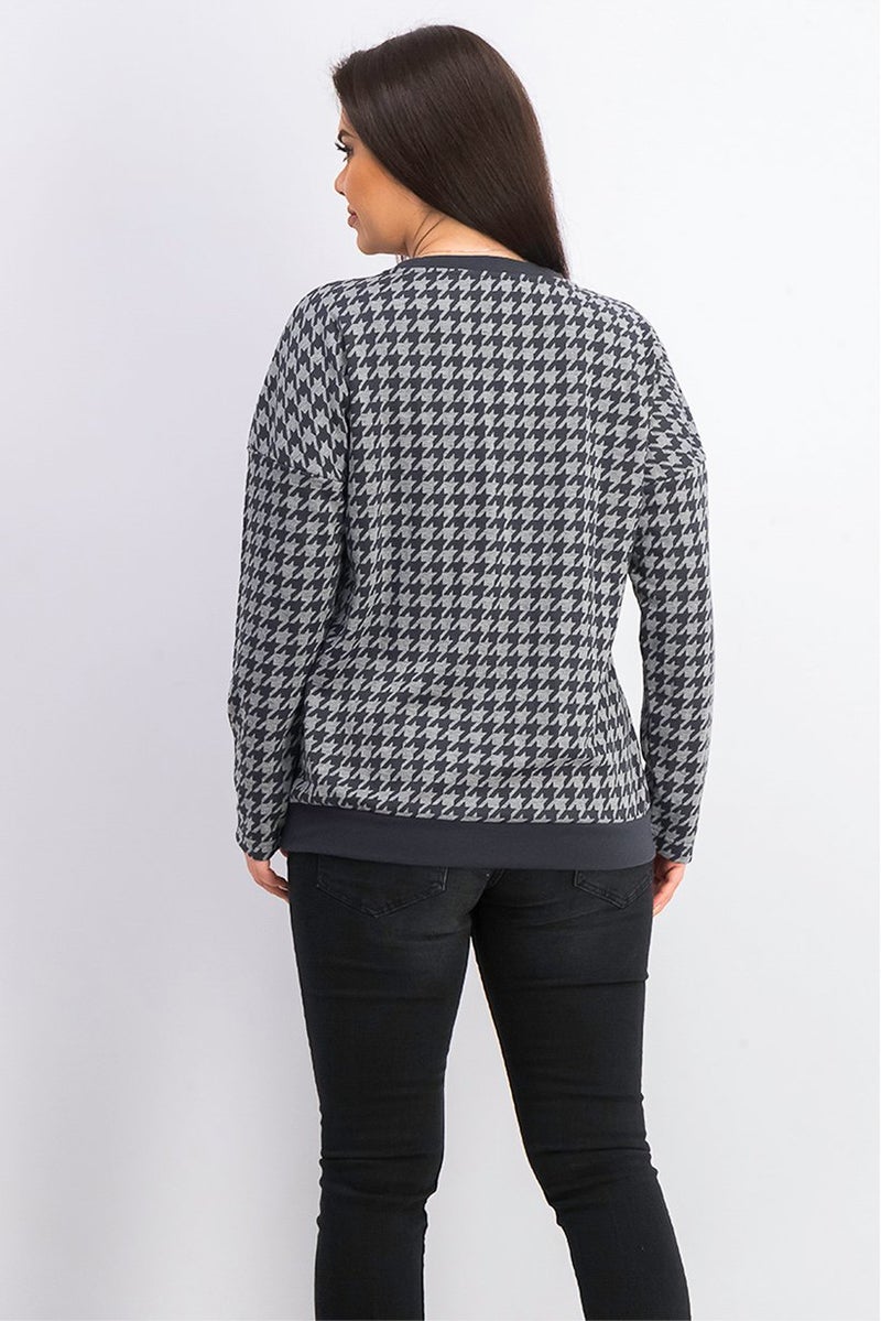 Tchibo Women Textured Sweatshirt, Black/Grey - Image 3