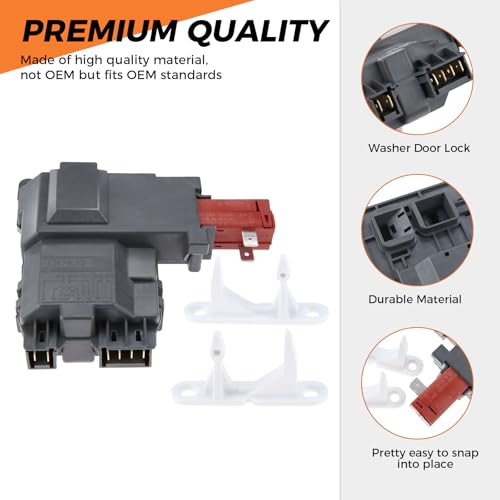 DRELD 131763202 131763256 Washer Door Lock Switch with 1317633 131763310 Door Strike for Frigidaire Whirlpool Kenmore Crosley GE, Replace 1317632 131763200 131763255 131269400 - Image 4
