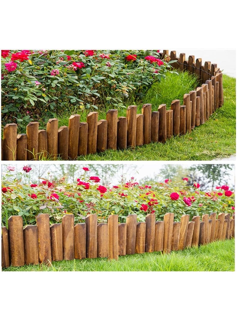 Generic 𝐅𝐅𝐃 Durable Wooden Garden Fence Panels – Corrosion Resistant Picket Roll Border for Lawn Edging | Easy Plug-In Fence Palisade | Outdoor Wooden Garden Fence - Image 1
