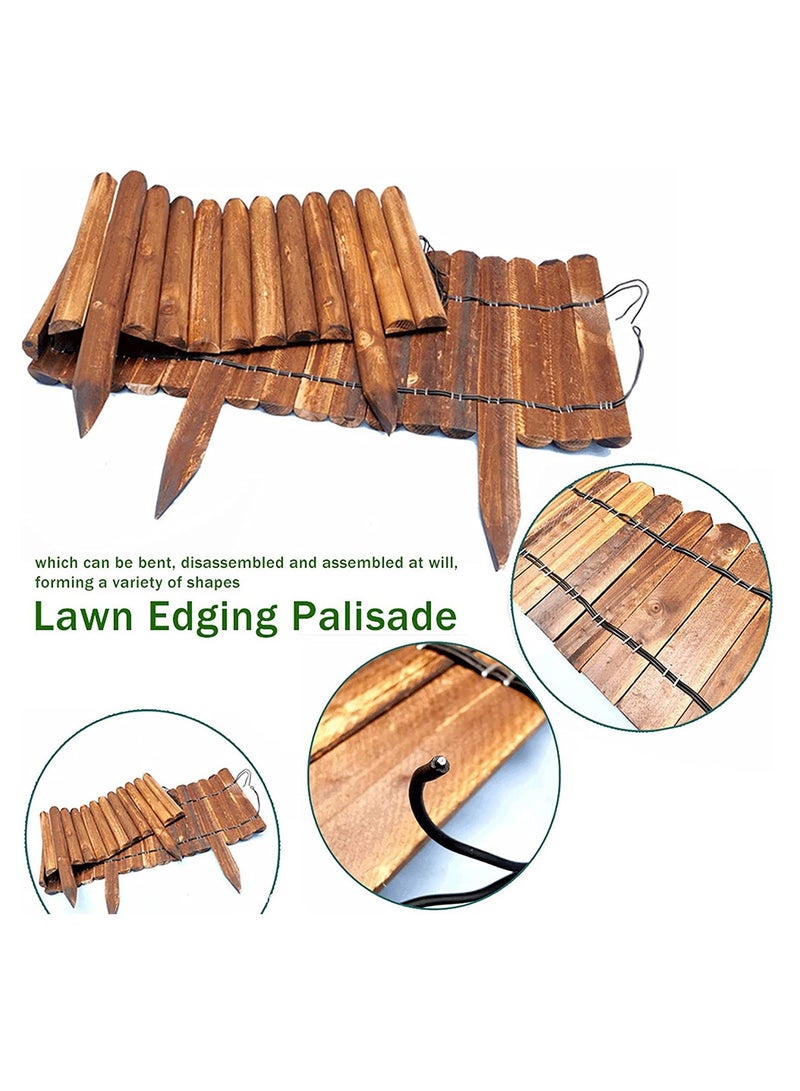 Generic 𝐅𝐅𝐃 Durable Wooden Garden Fence Panels – Corrosion Resistant Picket Roll Border for Lawn Edging | Easy Plug-In Fence Palisade | Outdoor Wooden Garden Fence - Image 5