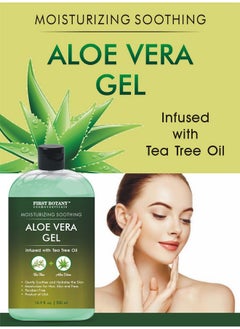 First Botany , Aloe Vera Gel From 100 Percent Pure Aloe Infused With Tea Tree Oil - Natural Raw Moisturizer For Hand Sanitizing Gel, Skin Care, Hair Care, Sunburn, Acne & Eczema -16.9 Fl Oz | 500 Ml  - Image 2