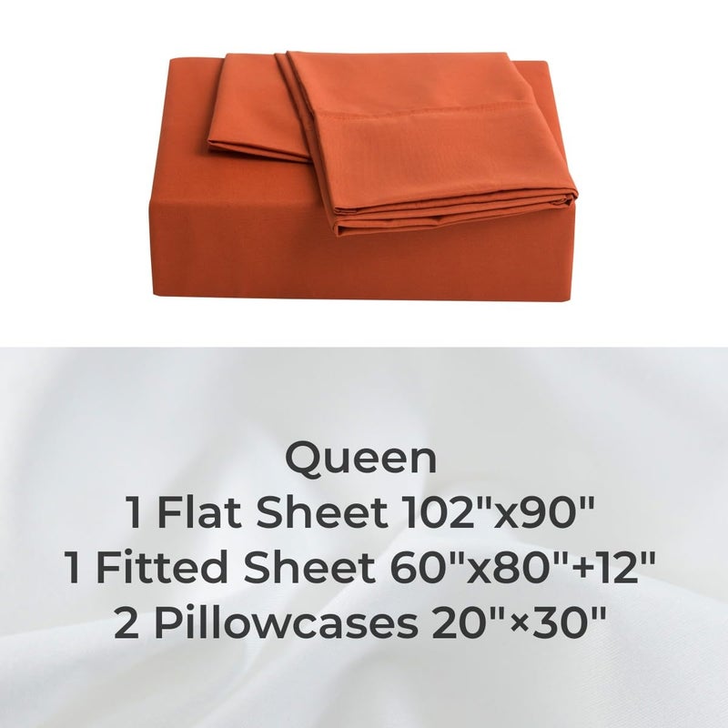 Mohap Bed Sheet Set 4 Pieces Double Brushed Microfiber 1800 - Breathable All Season Luxury Soft Bedding - Queen Persimmon - Image 3