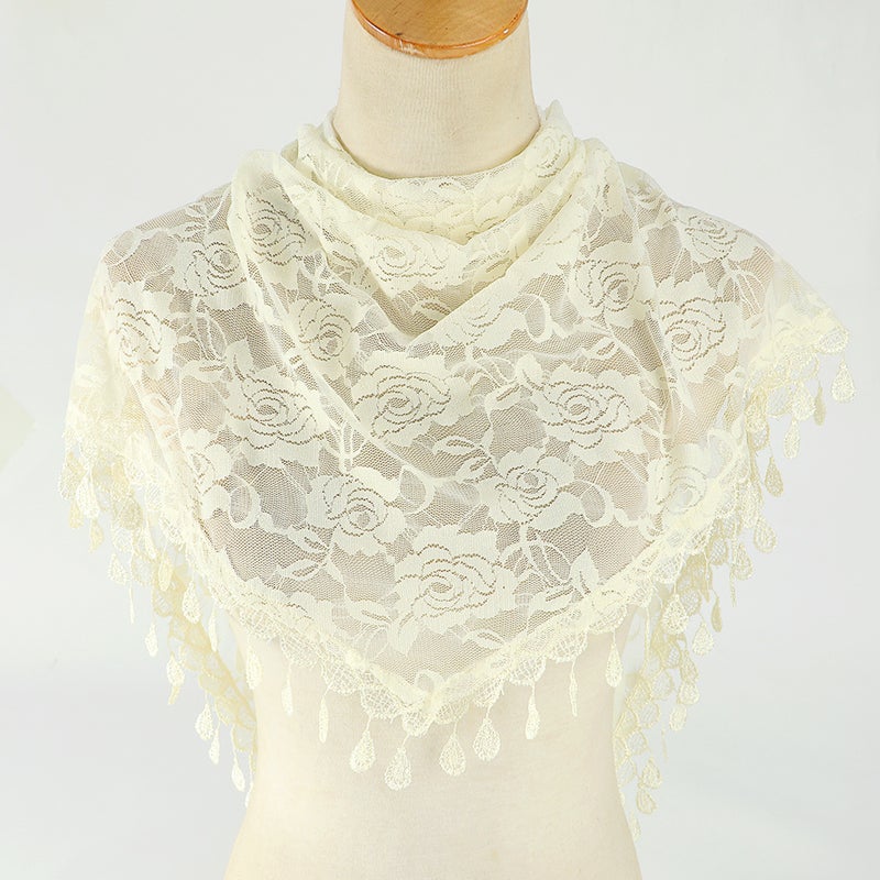 Fashion Lace Triangle Scarf Rose 17# beige 