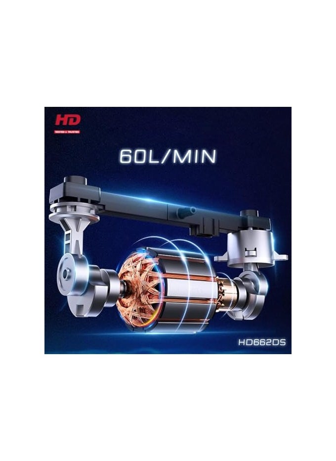HD - HD Air Pump and flashlight 2 in 1 HD662DS  digital monitor and 12 accessories, 60/min flow rate 150 psi, 12V DC, 20A - Image 1