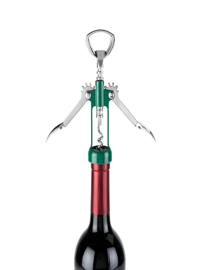 True Soar Winged Corkscrew Wine Opener Manual, Heavy Duty Stainless Steel Cork Openers in Chrome Finish Home Bar Accessories Bar Tools, Set of 1 Green - Image 4