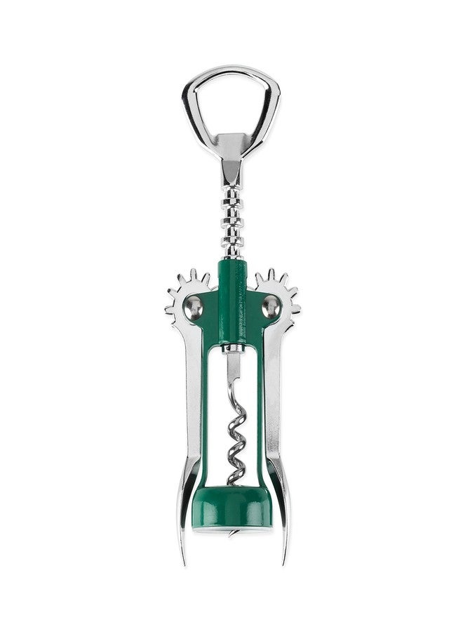 True Soar Winged Corkscrew Wine Opener Manual, Heavy Duty Stainless Steel Cork Openers in Chrome Finish Home Bar Accessories Bar Tools, Set of 1 Green - Image 1