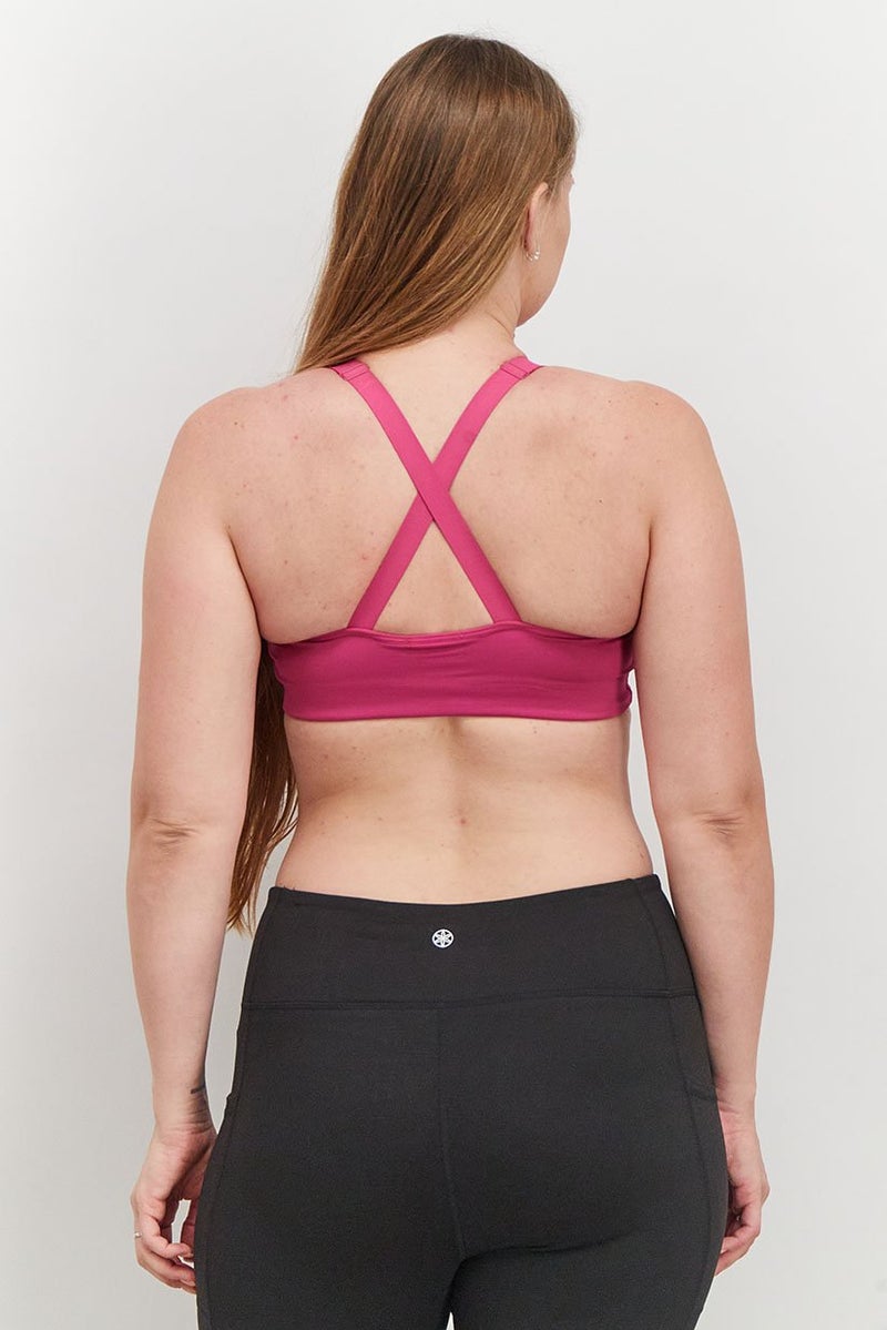 asics Women Padded Sleeveless Brand Logo Sport Bra, Fuchsia - Image 4