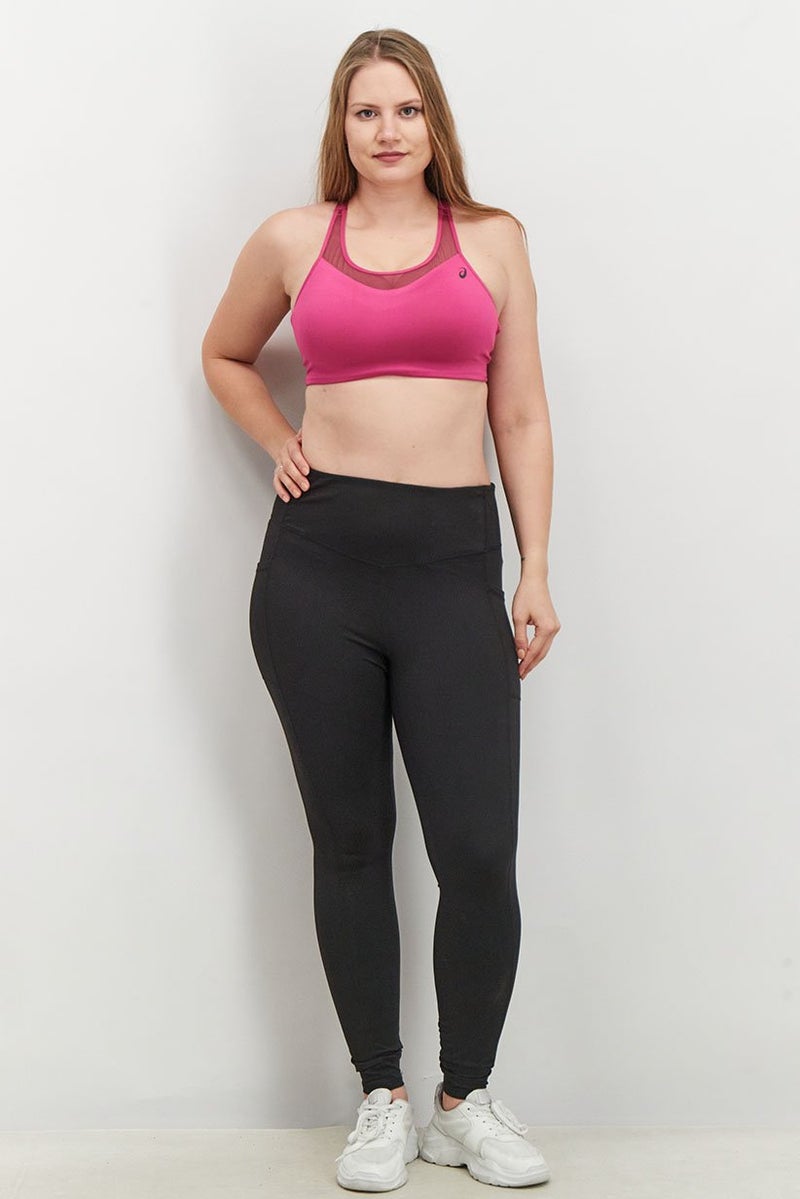 asics Women Padded Sleeveless Brand Logo Sport Bra, Fuchsia - Image 2