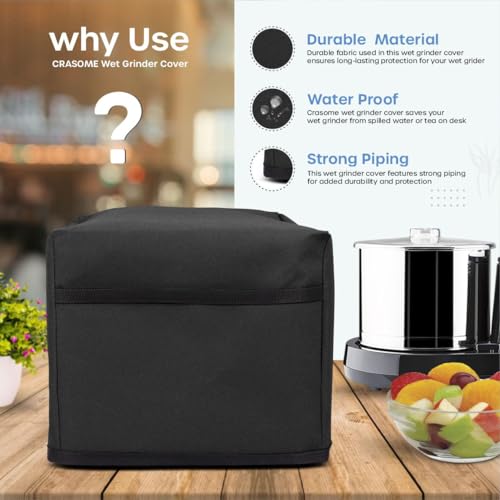 Crasome Dust Proof Water Resistant Kitchen Wet Grinder Cover for 2 Litre Table Top Butterfly Rhino | Butterfly Smart | Butterfly Hippo - Black - Image 4