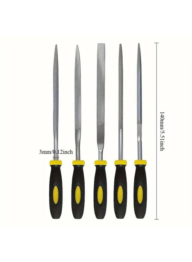 Yellow 5 Tool Heavy Duty Metal File Set Non Slip Handle For Woodworking Metalworking - Image 3