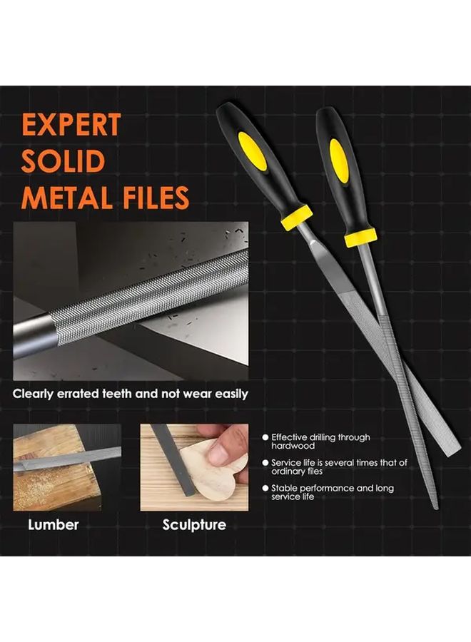 Yellow 5 Tool Heavy Duty Metal File Set Non Slip Handle For Woodworking Metalworking - Image 2