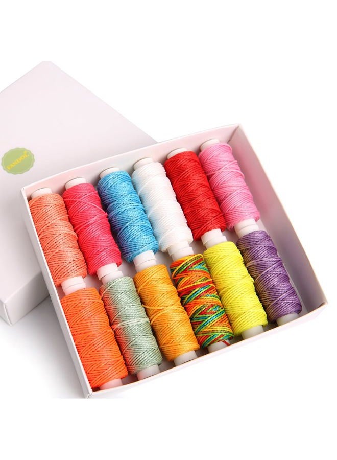 FANDOL Waxed Cords Polyester Leather Sewing Thread Wax Strings for Macrame, DIY Bracelets, Handcraft or Leather Projects (12 Bright Colors) - Image 2