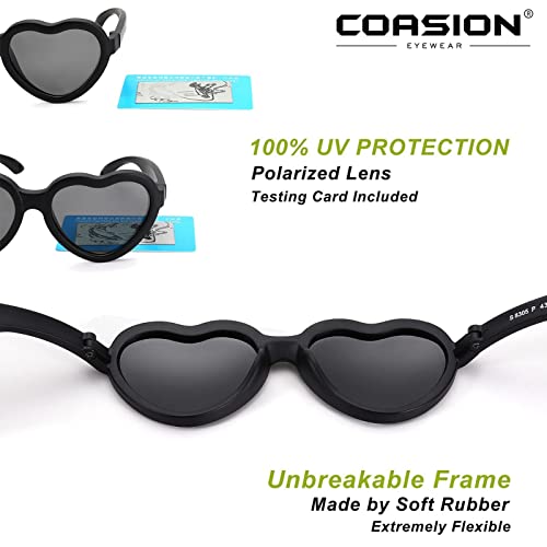 COASION Baby's First Sunglasses with Strap, Unbreakable Polarized Newborn Infant Heart Sunglasses for Ages 0-24 Months (Pink Frame/Pink Mirrored Lens) - Image 5