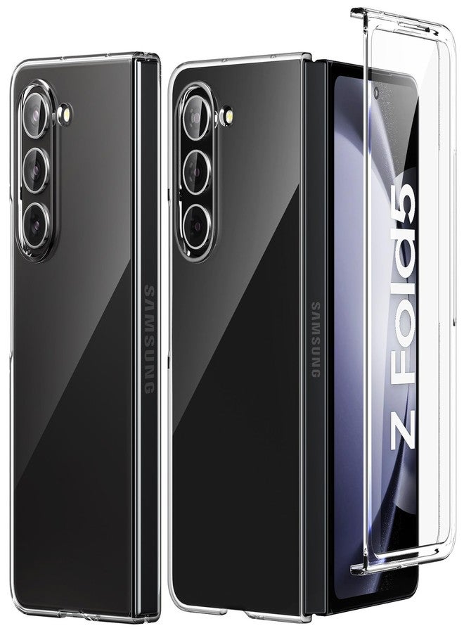 Foluu Clear Case for Samsung Galaxy Z Fold 5 with Front Built-in Screen Protector - Scratch Resistant Hard PC Back Bumper Protective Shockproof Cover for Samsung Galaxy Z Fold5 5G 2023 - Image 1