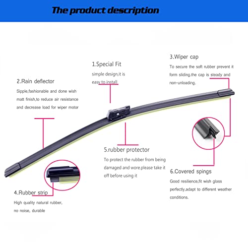 GoKoHe Windshield Wiper Blades For Volkswagen Tiguan 2018-2021 Skoda Kodiaq 2016-2019 Original Equipment Replacement Front Windscreen Wiper - Image 3
