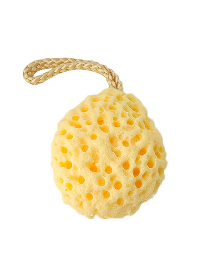 Honeycomb Bath Sponge Soft Exfoliating Shower Balls for Adults with Strap Gentle Cleansing Bath Sponges in Yellow  for Skin Moisturizing and Cell Renewal - Image 1