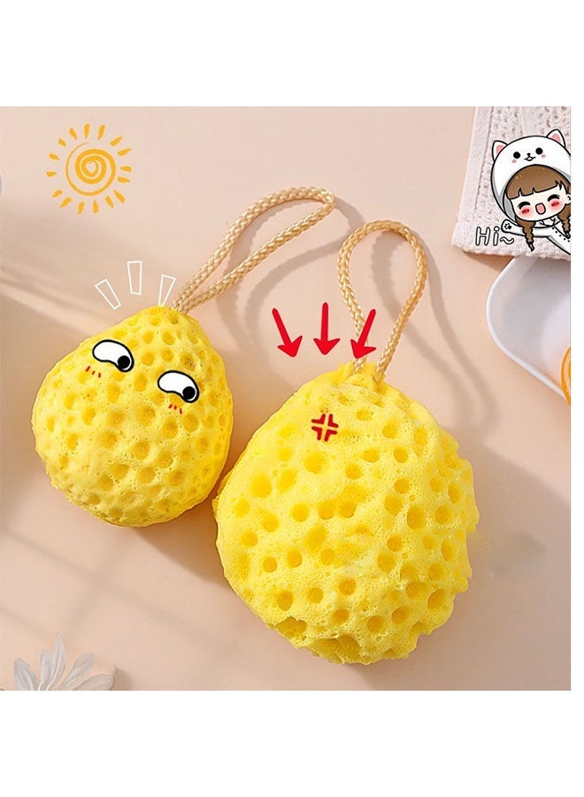 Honeycomb Bath Sponge Soft Exfoliating Shower Balls for Adults with Strap Gentle Cleansing Bath Sponges in Yellow  for Skin Moisturizing and Cell Renewal - Image 4