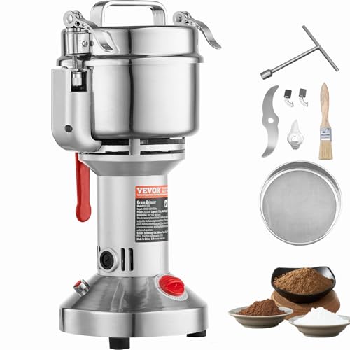 VEVOR 550g Electric Grain Mill Grinder High Speed 2000W Commercial Spice Grinders Stainless Steel Pulverizer Powder Machine for Dry Grains Spices Cereals Coffee Corn Pepper Straight Type - Image 1