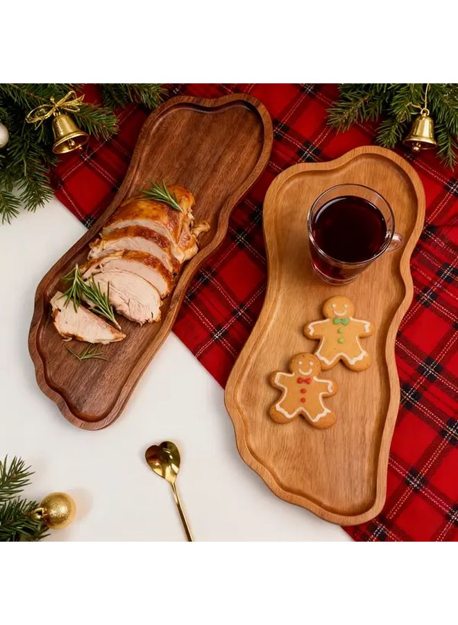 Holiday Novelty Solid Wood Dinner Plate For Desserts Nuts Fruits Candy Parties - Image 2