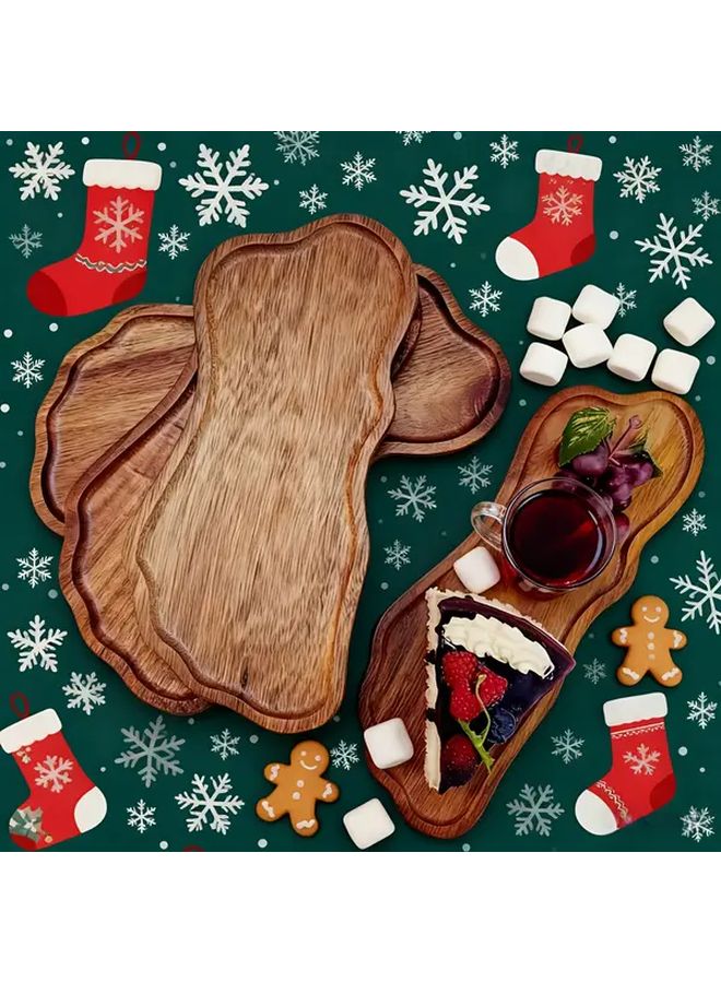 Holiday Novelty Solid Wood Dinner Plate For Desserts Nuts Fruits Candy Parties - Image 1