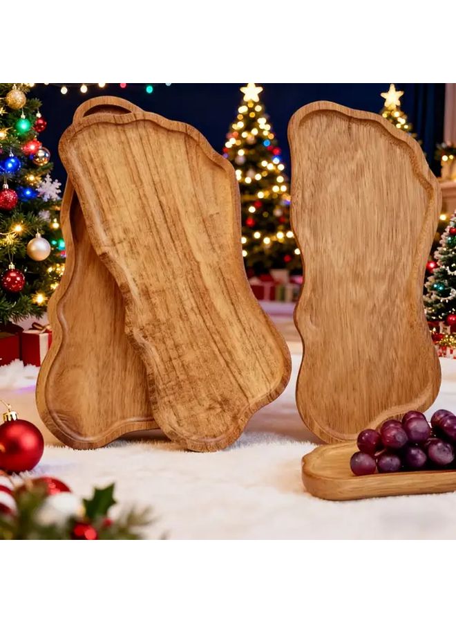Holiday Novelty Solid Wood Dinner Plate For Desserts Nuts Fruits Candy Parties - Image 5