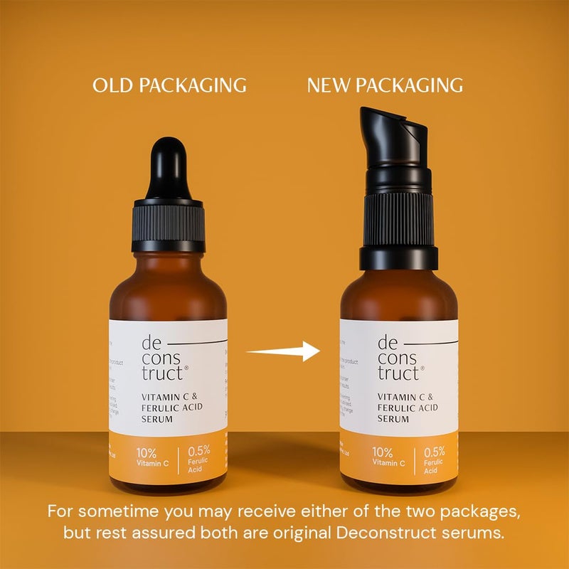 Deconstruct سيروم الوجه بفيتامين سي غير المهيج 10 10 مل من فيتامين سي 05 حمض الفيروليك سيروم مائي عالي الاستقرار للوجه للنساء والرجال عبوة 30 مل كل عبوة تحتوي على 2 - Image 5